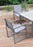 Armen Living Bistro Outdoor Patio Dining Chair In Grey Powder Coated Finish With Grey Sling Textilene And Grey Wood Accent Arms - Set Of 2