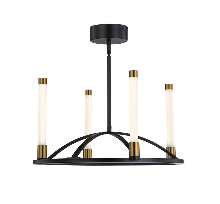 Infiniti Collection 4-Light Integrated LED Chandelier, Matte Black & Brass