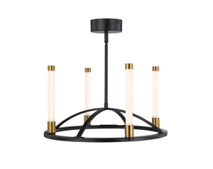 Infiniti Collection 4-Light Integrated LED Chandelier, Matte Black & Brass