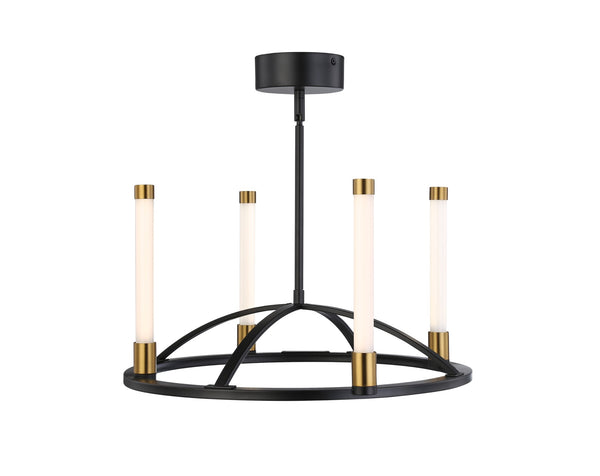 Infiniti Collection 4-Light Integrated LED Chandelier, Matte Black & Brass