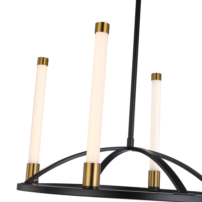 Infiniti Collection 4-Light Integrated LED Chandelier, Matte Black & Brass