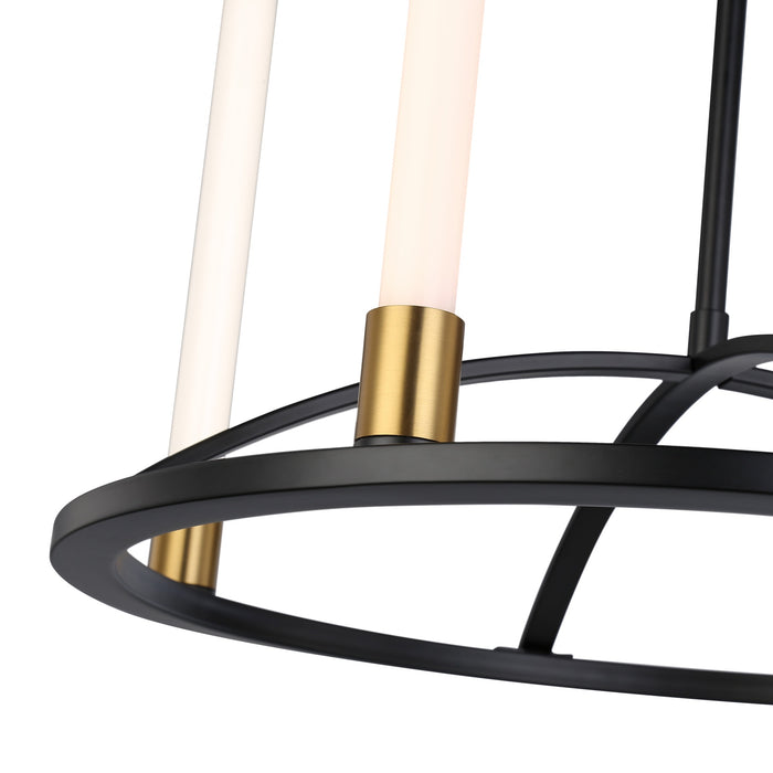 Infiniti Collection 4-Light Integrated LED Chandelier, Matte Black & Brass