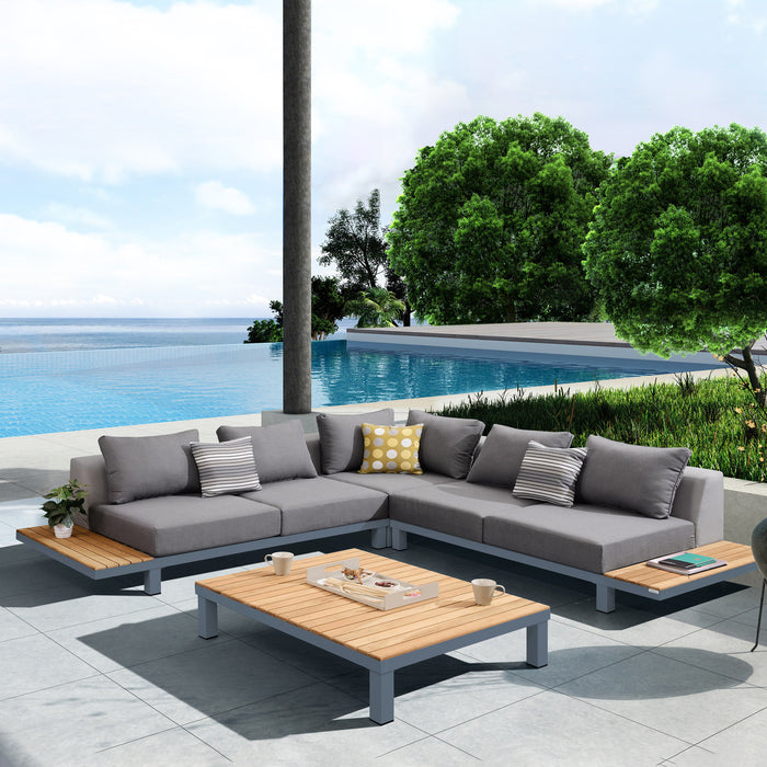 Armen Living Polo 4 Piece Outdoor Sectional Set