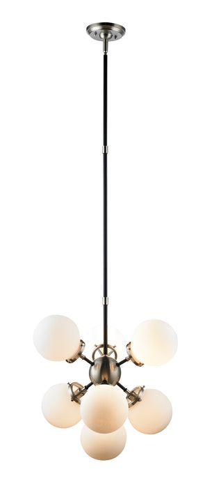 Paris 7 lights pendant lamp - brushed nickel