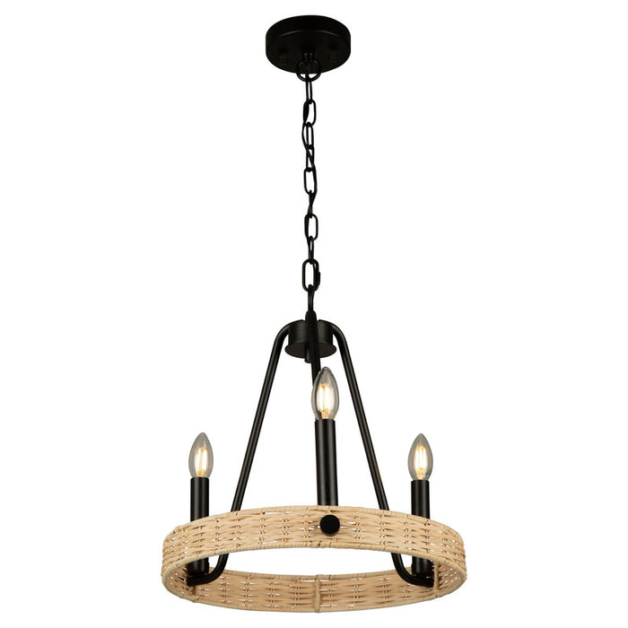 Perris 3 Light Chandelier Black