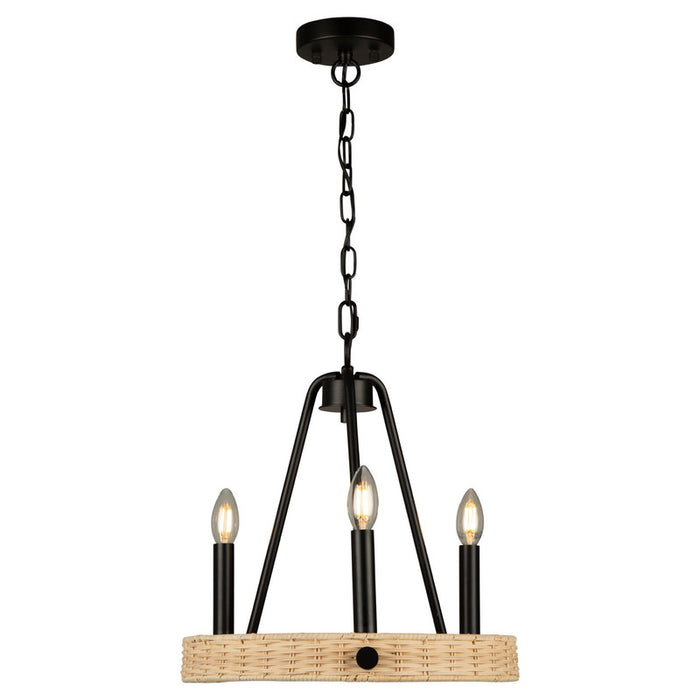 Perris 3 Light Chandelier Black