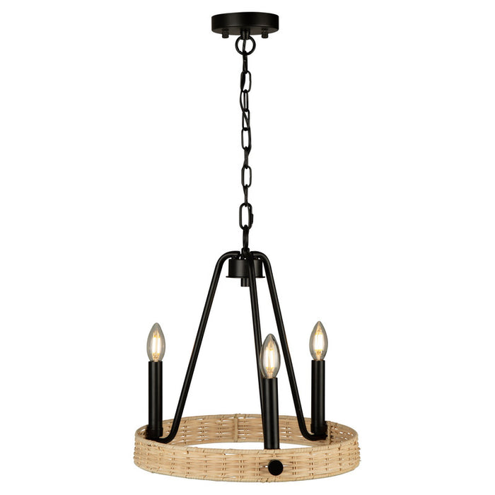 Perris 3 Light Chandelier Black