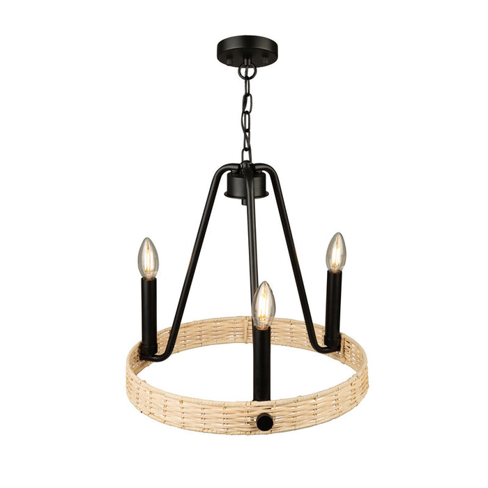 Perris 3 Light Chandelier Black