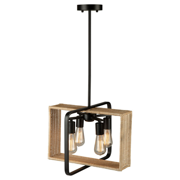 Perris 4 Light Pendant Black