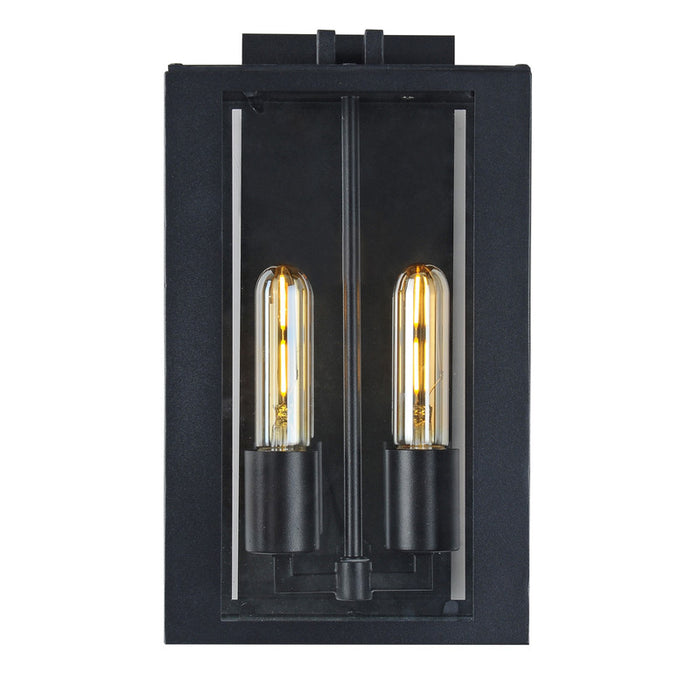 Waterville Collection 2-Light Exterior Wall Light, Matte Black