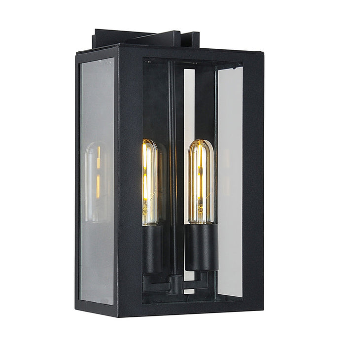 Waterville Collection 2-Light Exterior Wall Light, Matte Black