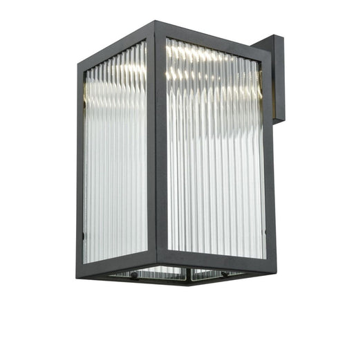 DVI DVP26971BK-RI Bishop Outdoor Black And Ribbed Glass Stainless Steel Outdoor Wall Light