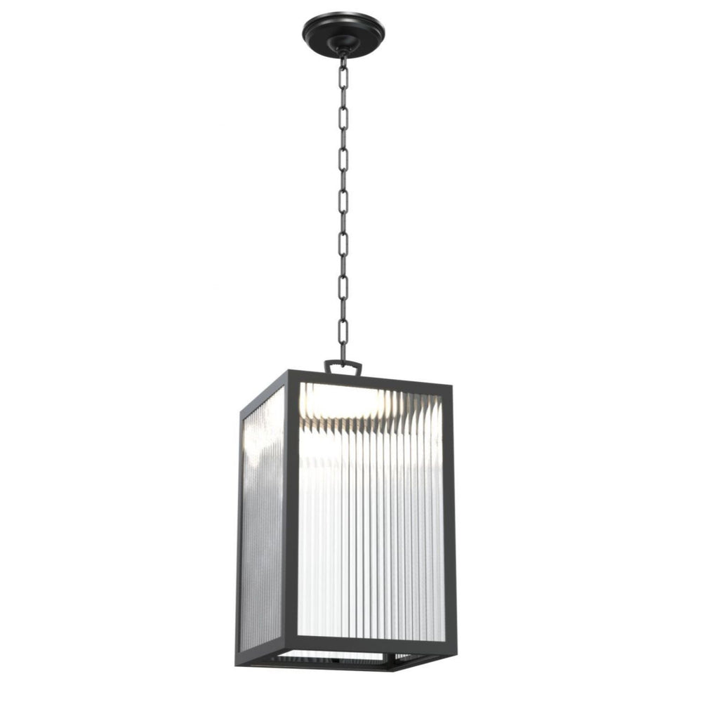 DVI DVP26976BK-RI Bishop Outdoor Black And Ribbed Glass Stainless Steel Outdoor Pendant