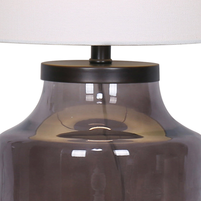 19"H Smokey Glass Grey Table Lamp