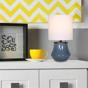 18"H Blue Glass Table Lamp
