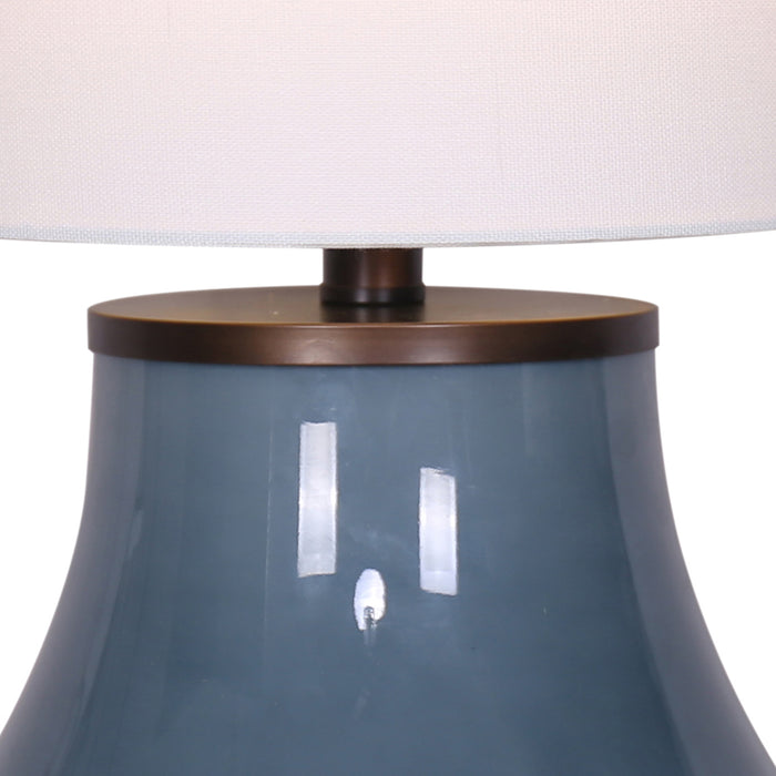 18"H Blue Glass Table Lamp