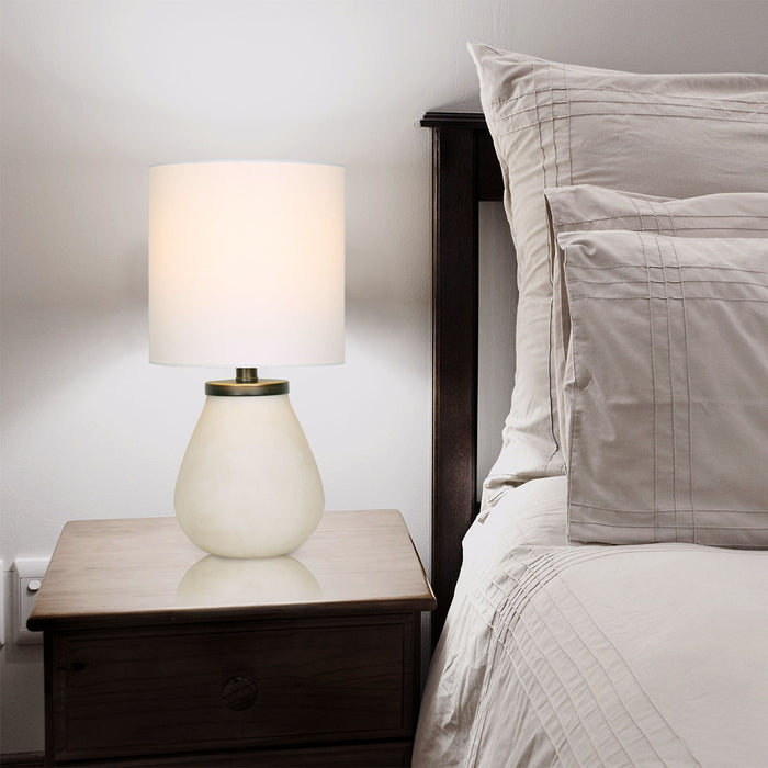 18"H White Glass Table Lamp