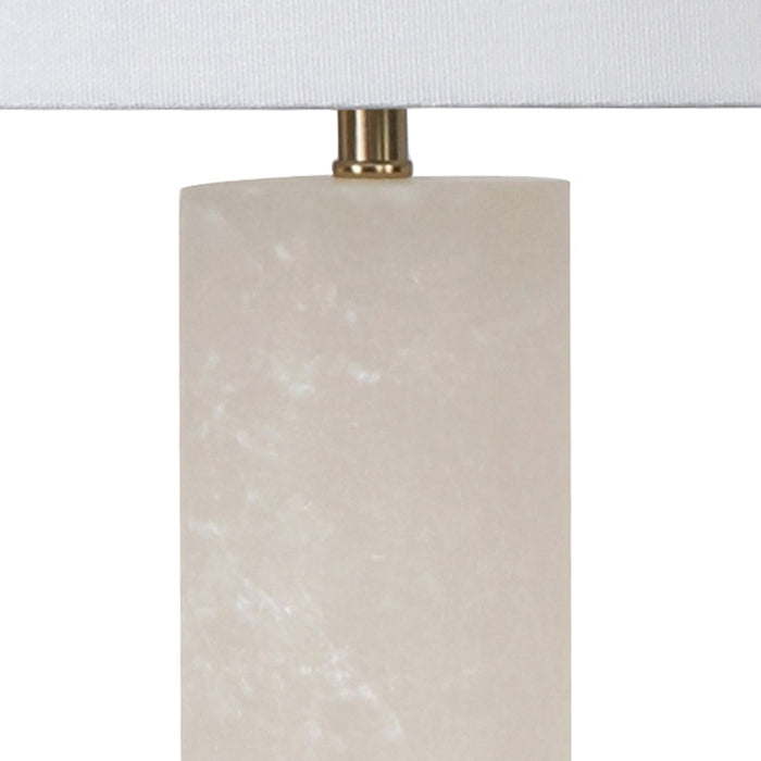 26"H Alabaster Column Table Lamp - Brushed Gold Metal Accents