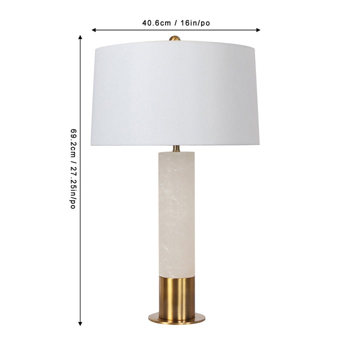 26"H Alabaster Column Table Lamp - Brushed Gold Metal Accents