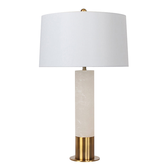 26"H Alabaster Column Table Lamp - Brushed Gold Metal Accents