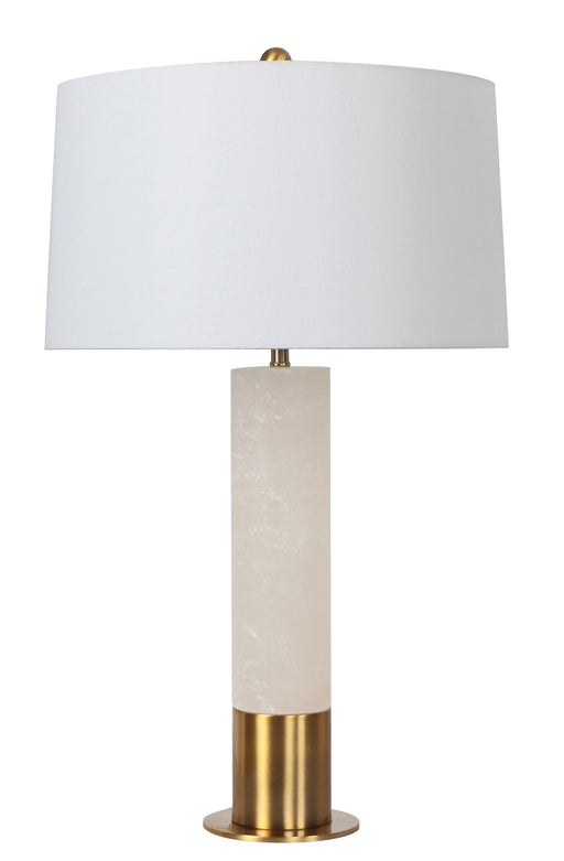 26"H Alabaster Column Table Lamp - Brushed Gold Metal Accents