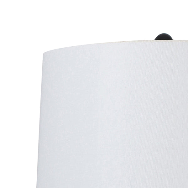 26"H Alabaster Column Table Lamp - Matte Black Metal Accents