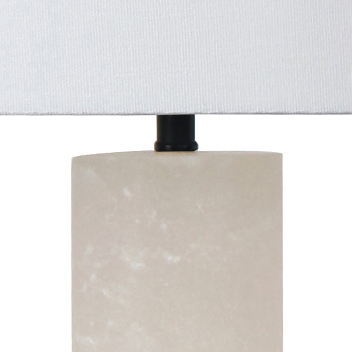 26"H Alabaster Column Table Lamp - Matte Black Metal Accents