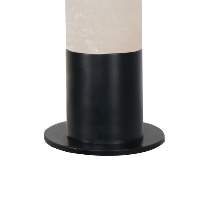 26"H Alabaster Column Table Lamp - Matte Black Metal Accents