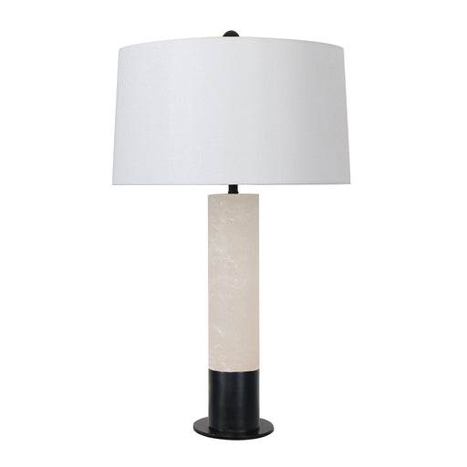 26"H Alabaster Column Table Lamp - Matte Black Metal Accents