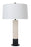 26"H Alabaster Column Table Lamp - Matte Black Metal Accents