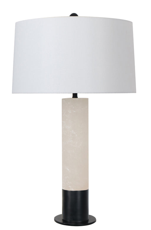 26"H Alabaster Column Table Lamp - Matte Black Metal Accents