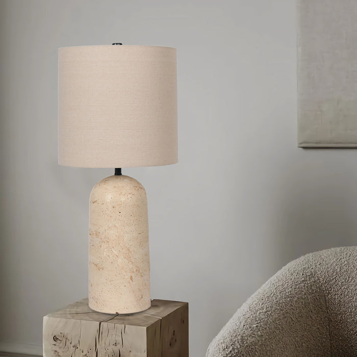 25"H Travetine Table Lamp- Cone