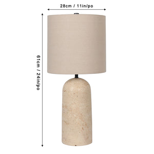 25"H Travetine Table Lamp- Cone