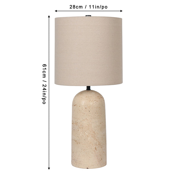 25"H Travetine Table Lamp- Cone