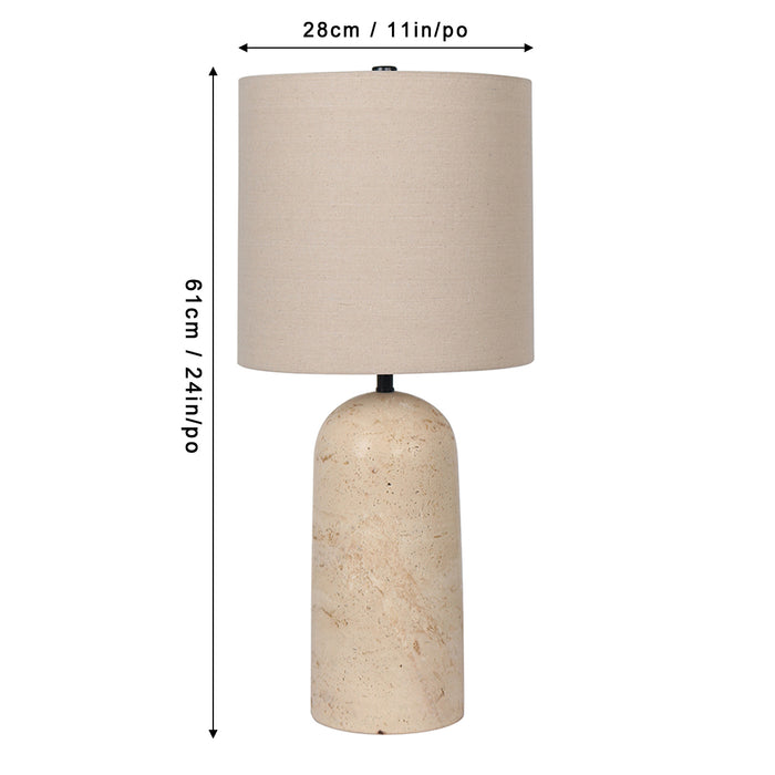 25"H Travetine Table Lamp- Cone