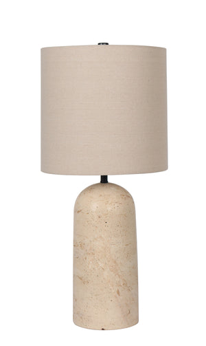 25"H Travetine Table Lamp- Cone