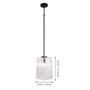 Adjustable Etched Square Glass Pendant