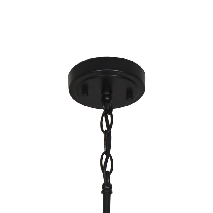 Adjustable Etched Round Glass Pendant - Matte Black