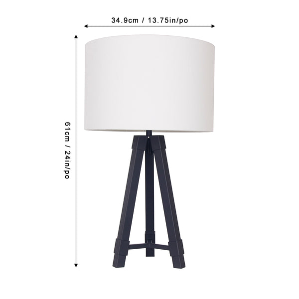 24"H Frosted Black Metal Tripod Table Lamp