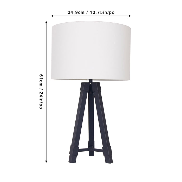 24"H Frosted Black Metal Tripod Table Lamp