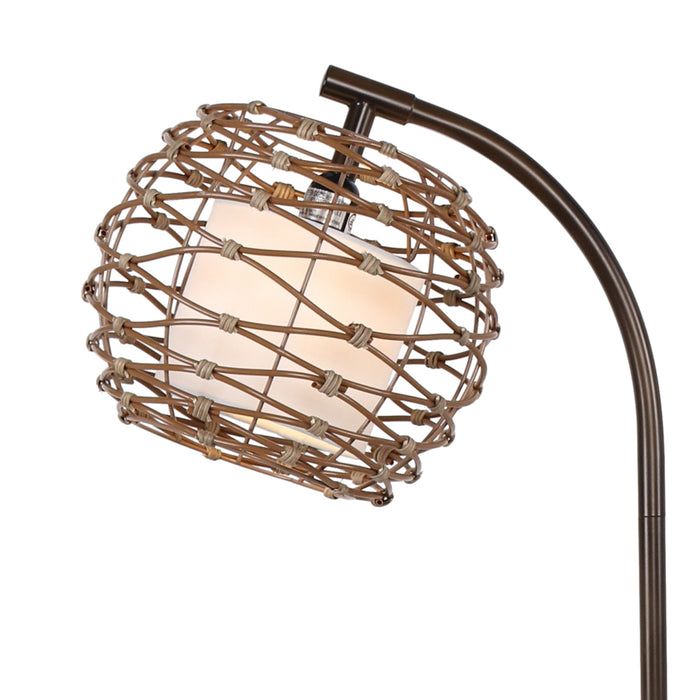 62"H Metal Floor Lamp with Rattan and Linen shade