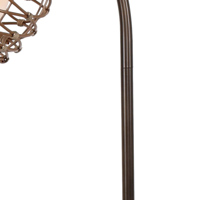 62"H Metal Floor Lamp with Rattan and Linen shade