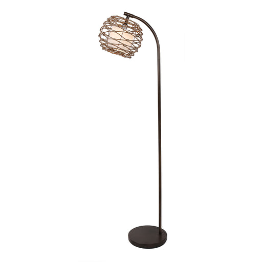 62"H Metal Floor Lamp with Rattan and Linen shade