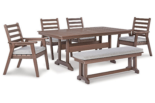 Emmeline Outdoor Dining Table with 4 Chairs & Bench Set