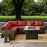 Bradenton 5Pc Outdoor Wicker Sectional Set W/Fire Table