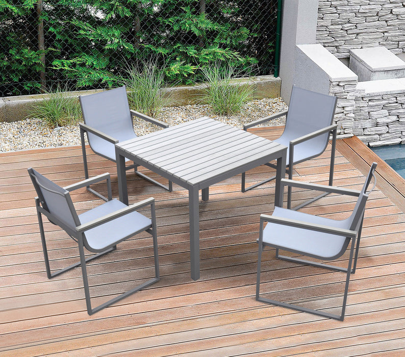 Armen Living Bistro Dining Set Grey Powder Coated Finish (table With 4 Chairs)