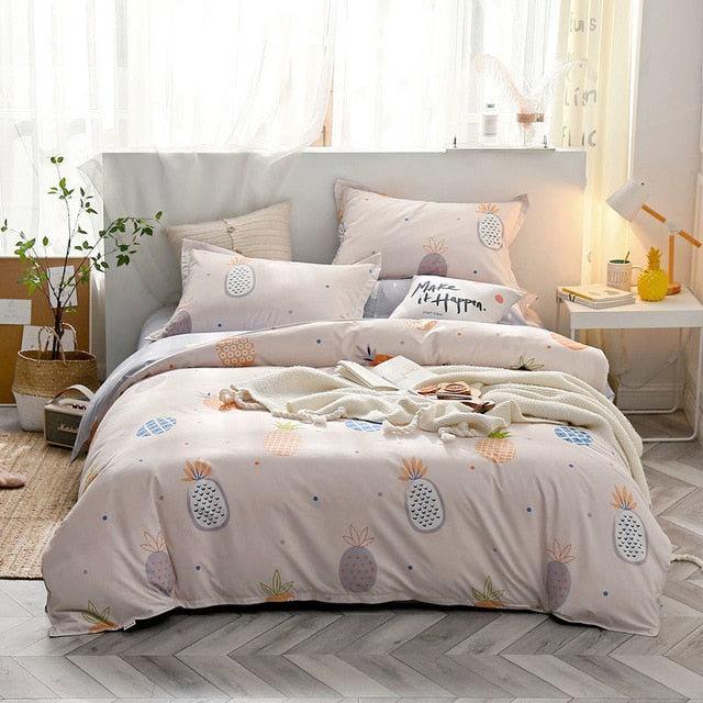 Star Owl Plaids 4pcs Bed Cover Set Cartoon Duvet Cover Adult Kids Boys Bed Sheets And Pillowcases Comforter Bedding Set 61001