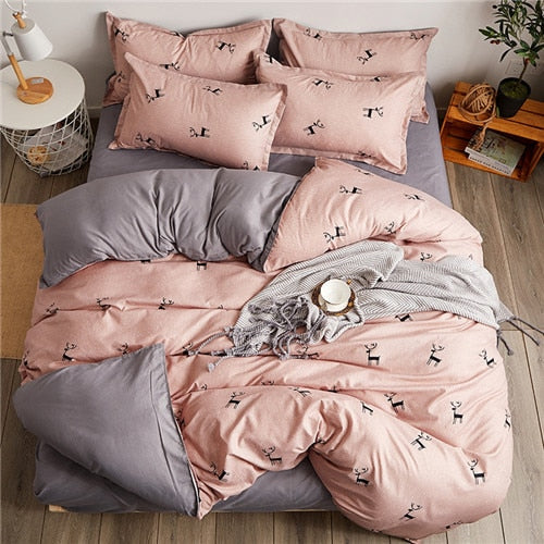 Geometric bed linen twin/full/queen size bedding set reactive printing bedclothes 3 / 4pcs duvet cover + flat sheet + pillowcase