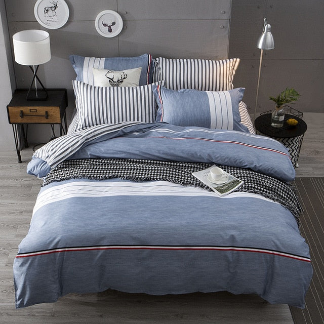 Wave point Bed Linen Bedding Set Home Textiles 3/4pc Family Set Include Bed Sheet&Duvet Cover&Pillowcases Full Queen King Size