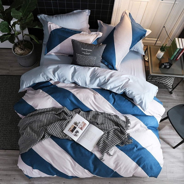 Wave point Bed Linen Bedding Set Home Textiles 3/4pc Family Set Include Bed Sheet&Duvet Cover&Pillowcases Full Queen King Size